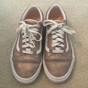 Rose gold old skool vans size 5.5